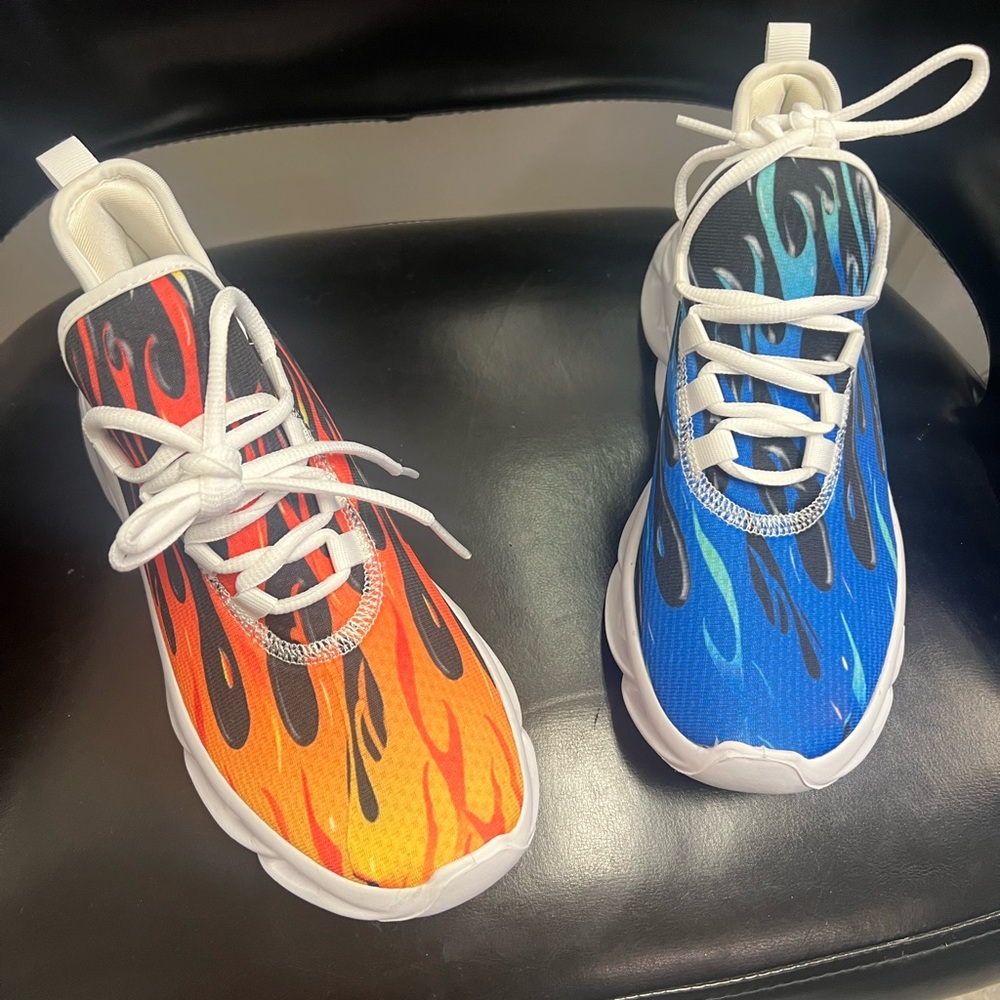 Kids Flame Sneakers - Orange and Blue